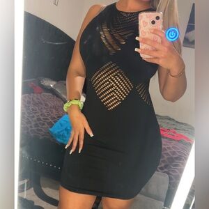 Bebe Black Sheath Halter Mini Dress Cocktail